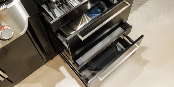 Storage systems and organization solutions for the BBQ Kitchen outdoor kitchen