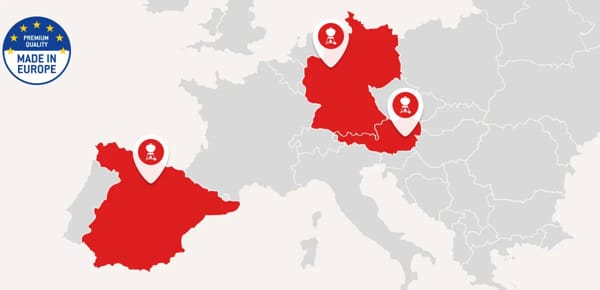Manufacturing locations of the Weber BBQ Kitchen outdoor kitchens in Europe